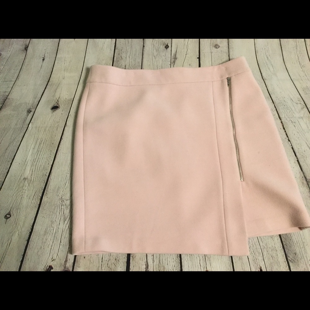 White House Black Market Pink Asymmetrical Skirt – Size 12 – Faux Zip Front